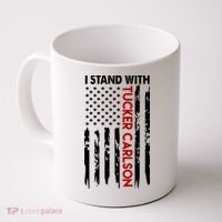 I Stand With Tucker Carlson American Flag Political Coffee Mug thumb 0