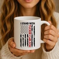 I Stand With Tucker Carlson American Flag Political Coffee Mug thumb 3