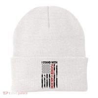 I Stand With Tucker Carlson American Flag Political Beanie thumb 0