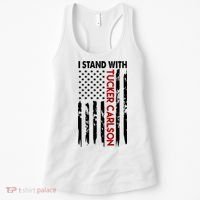 I Stand With Tucker Carlson American Flag Political Women's Tank Top thumb 0