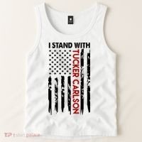 I Stand With Tucker Carlson American Flag Political Tank Top thumb 2