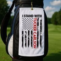 I Stand With Tucker Carlson American Flag Political Golf Towel thumb 2