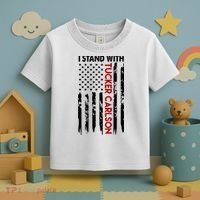 I Stand With Tucker Carlson American Flag Political Toddler T-Shirt thumb 3