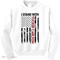 I Stand With Tucker Carlson American Flag Political Kids Sweatshirt thumb 0