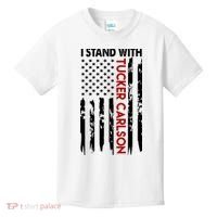 I Stand With Tucker Carlson American Flag Political Kids T-Shirt thumb 0