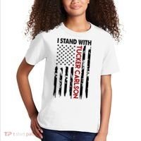 I Stand With Tucker Carlson American Flag Political Kids T-Shirt thumb 2
