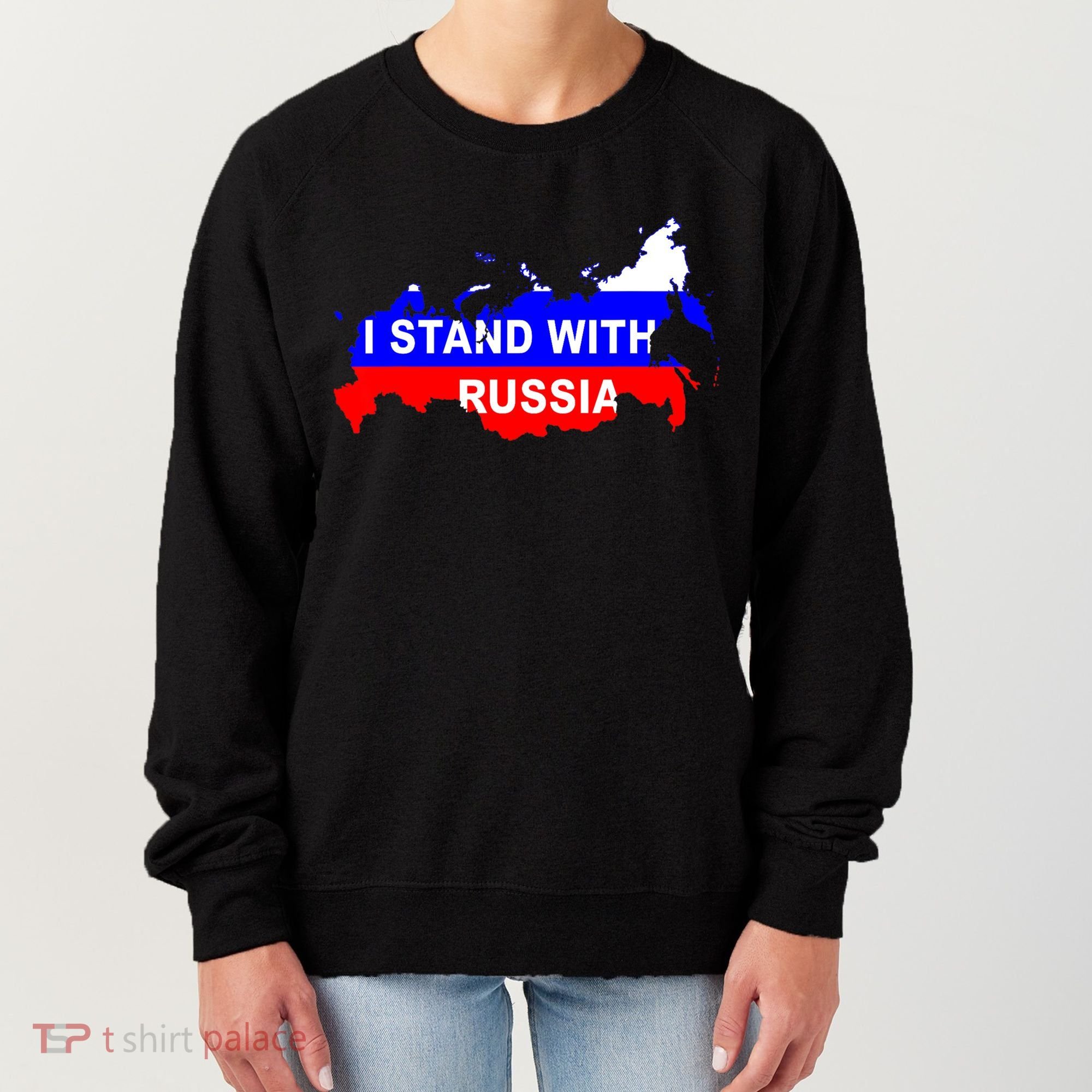 I Stand With Russia Support Russia Russian Flag Women's Sweatshirt