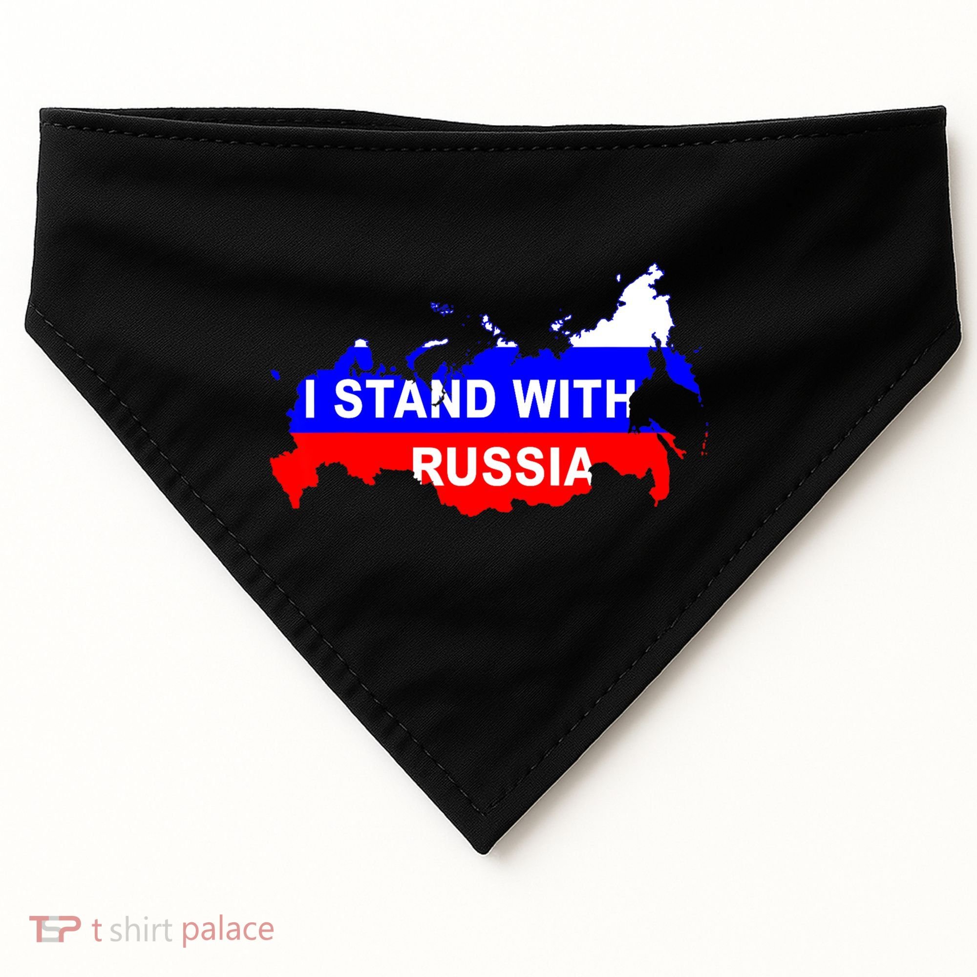 I Stand With Russia Support Russia Russian Flag USA-Made Doggie Bandana