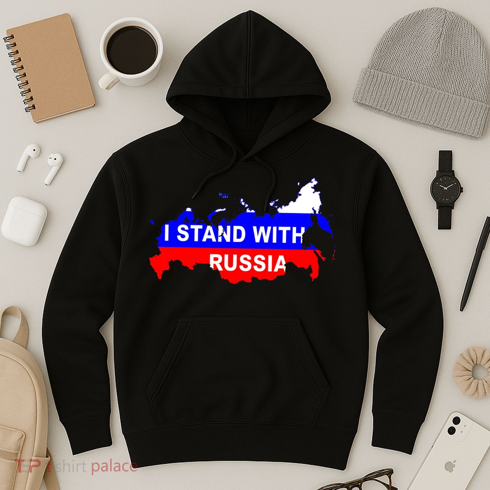 I Stand With Russia Support Russia Russian Flag Hoodie