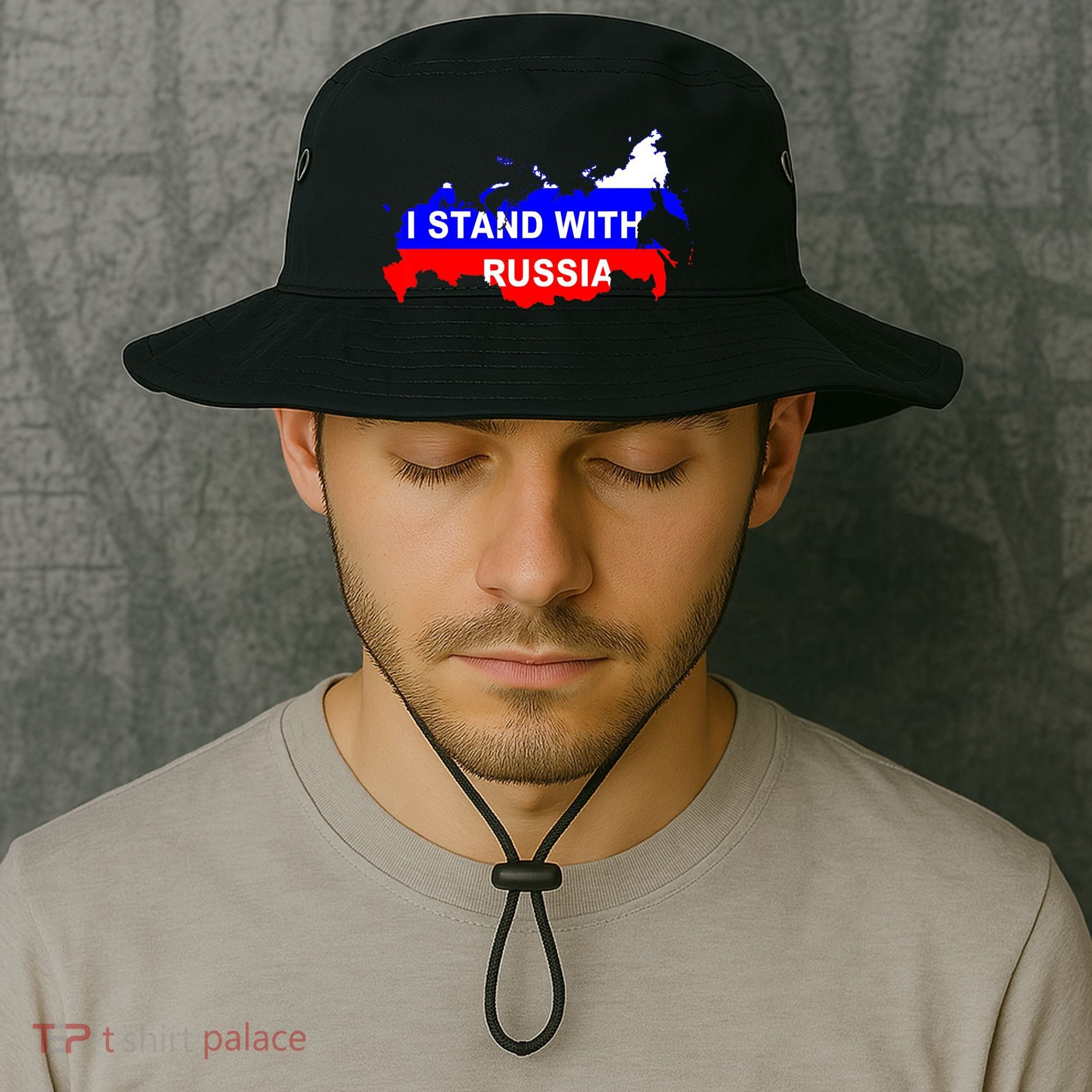 I Stand With Russia Support Russia Russian Flag Bucket Hat
