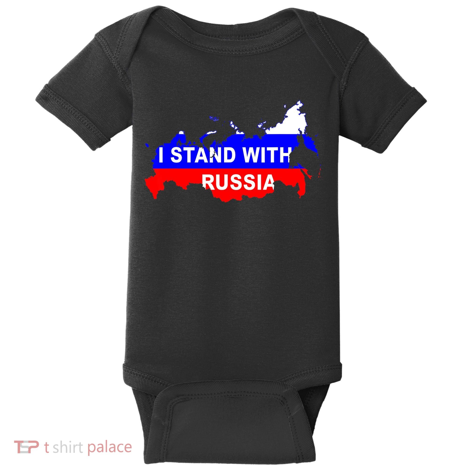 I Stand With Russia Support Russia Russian Flag Baby Bodysuit