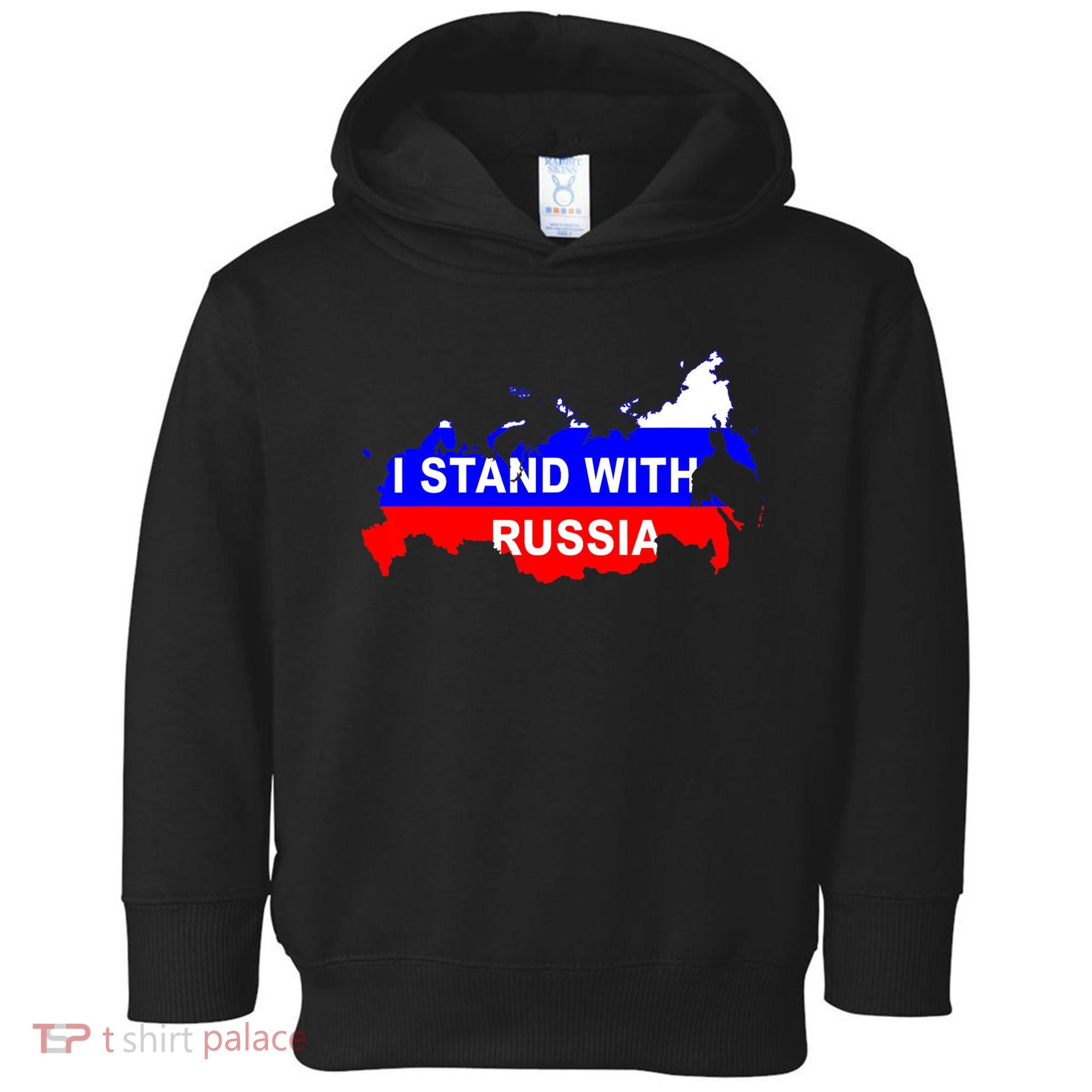I Stand With Russia Support Russia Russian Flag Toddler Hoodie