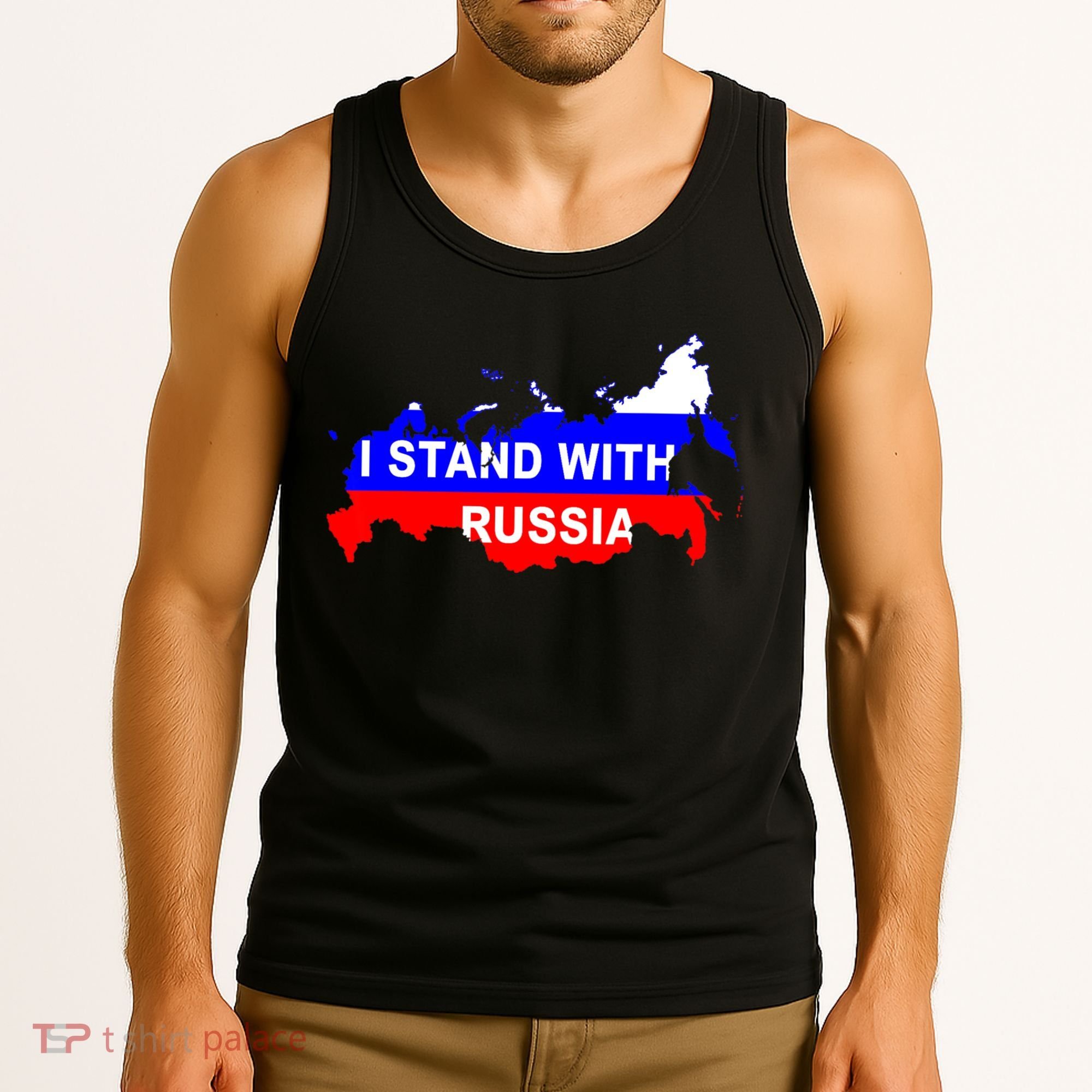 I Stand With Russia Support Russia Russian Flag Tank Top