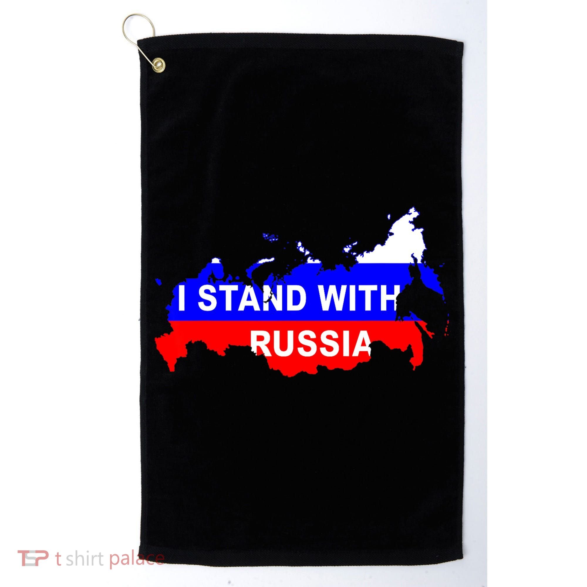 I Stand With Russia Support Russia Russian Flag Golf Towel