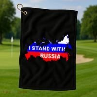 I Stand With Russia Support Russia Russian Flag Golf Towel thumb 1
