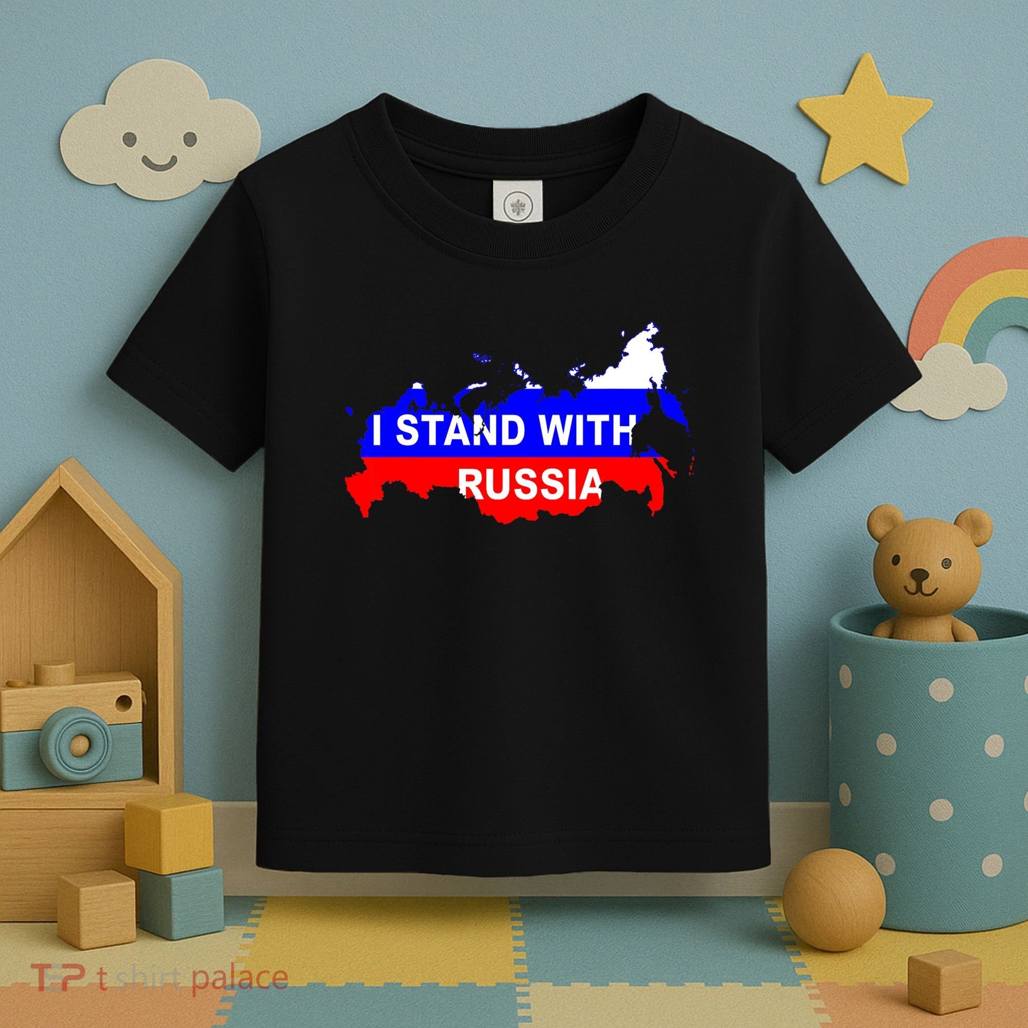I Stand With Russia Support Russia Russian Flag Toddler T-Shirt