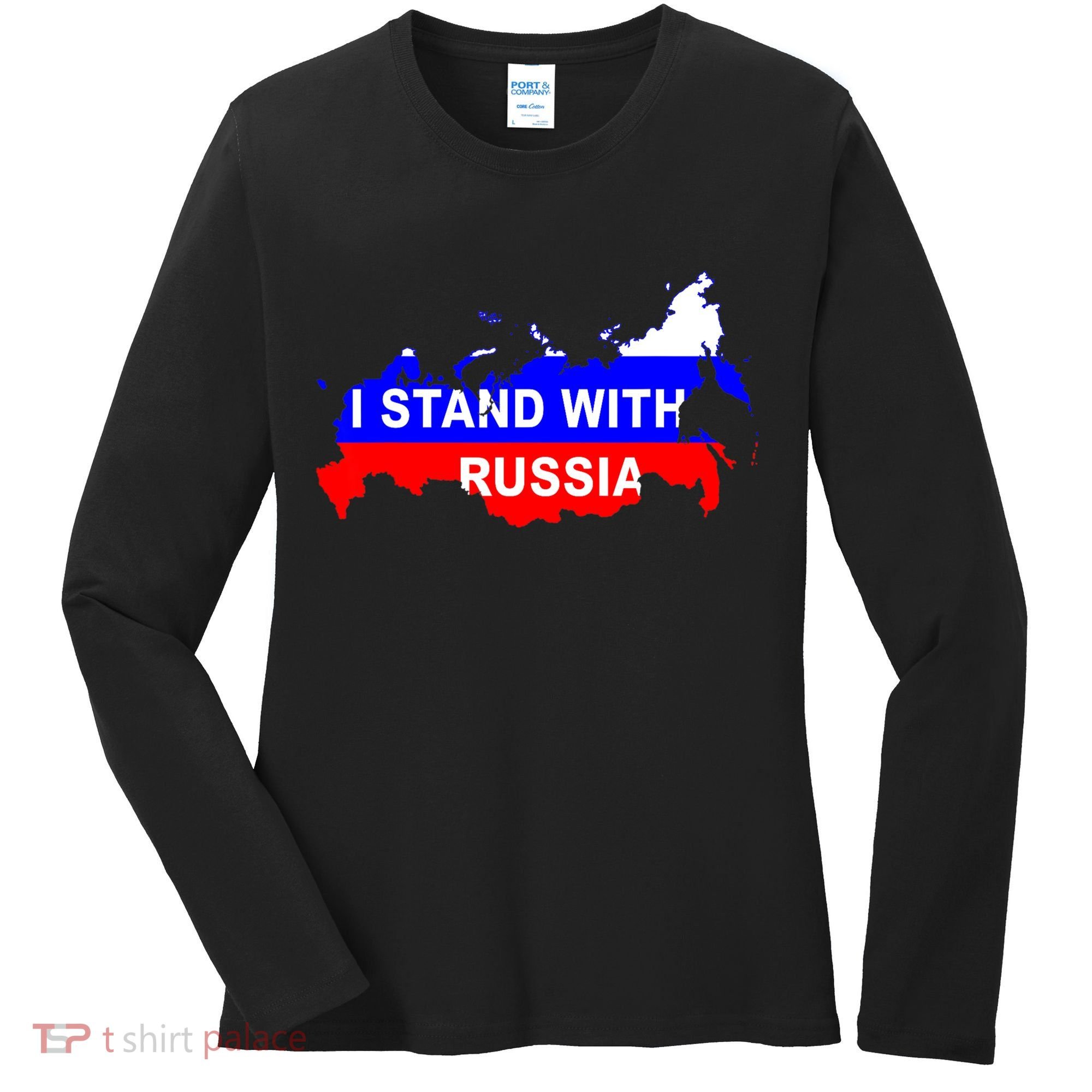 I Stand With Russia Support Russia Russian Flag Women's Long Sleeve Shirt