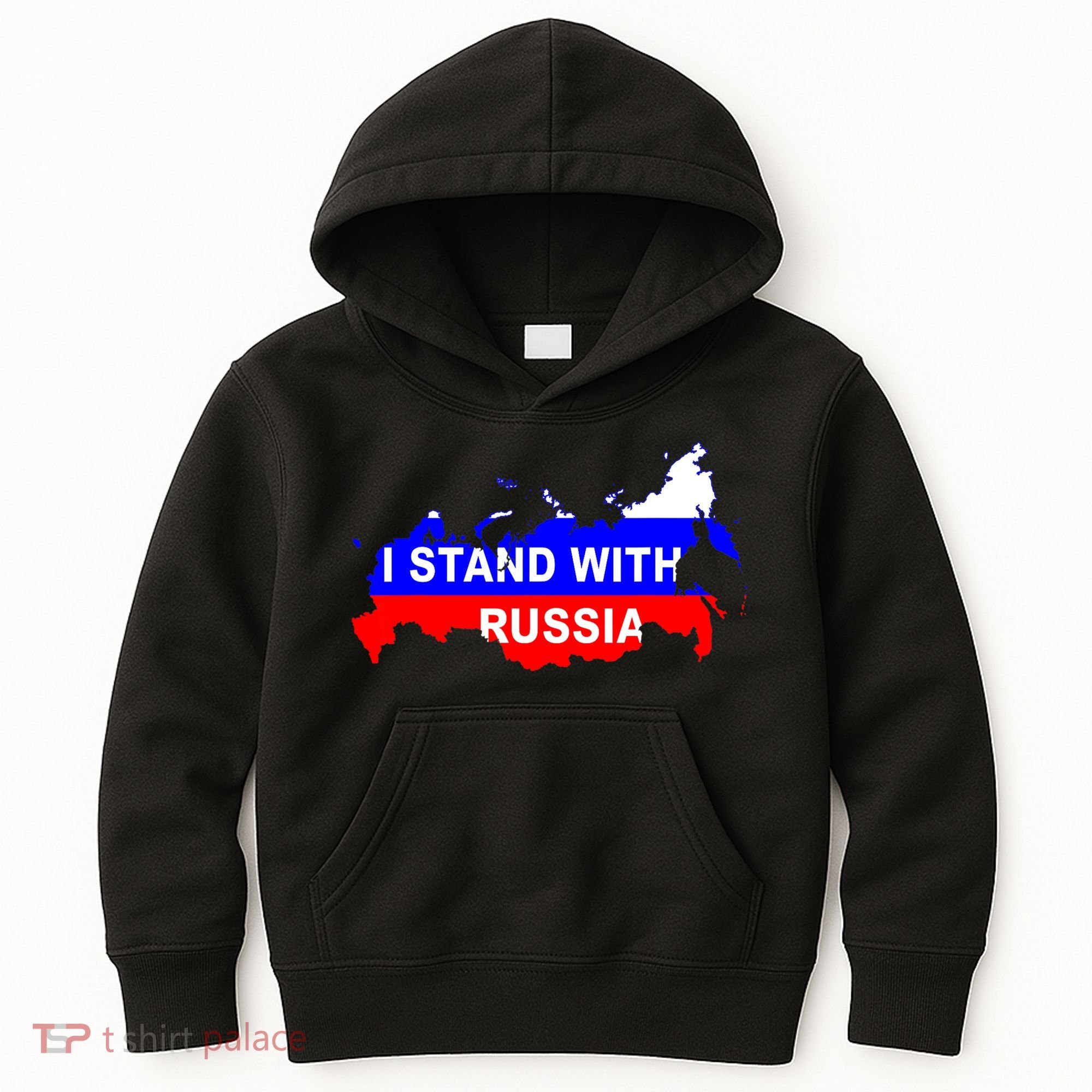 I Stand With Russia Support Russia Russian Flag Kids Hoodie