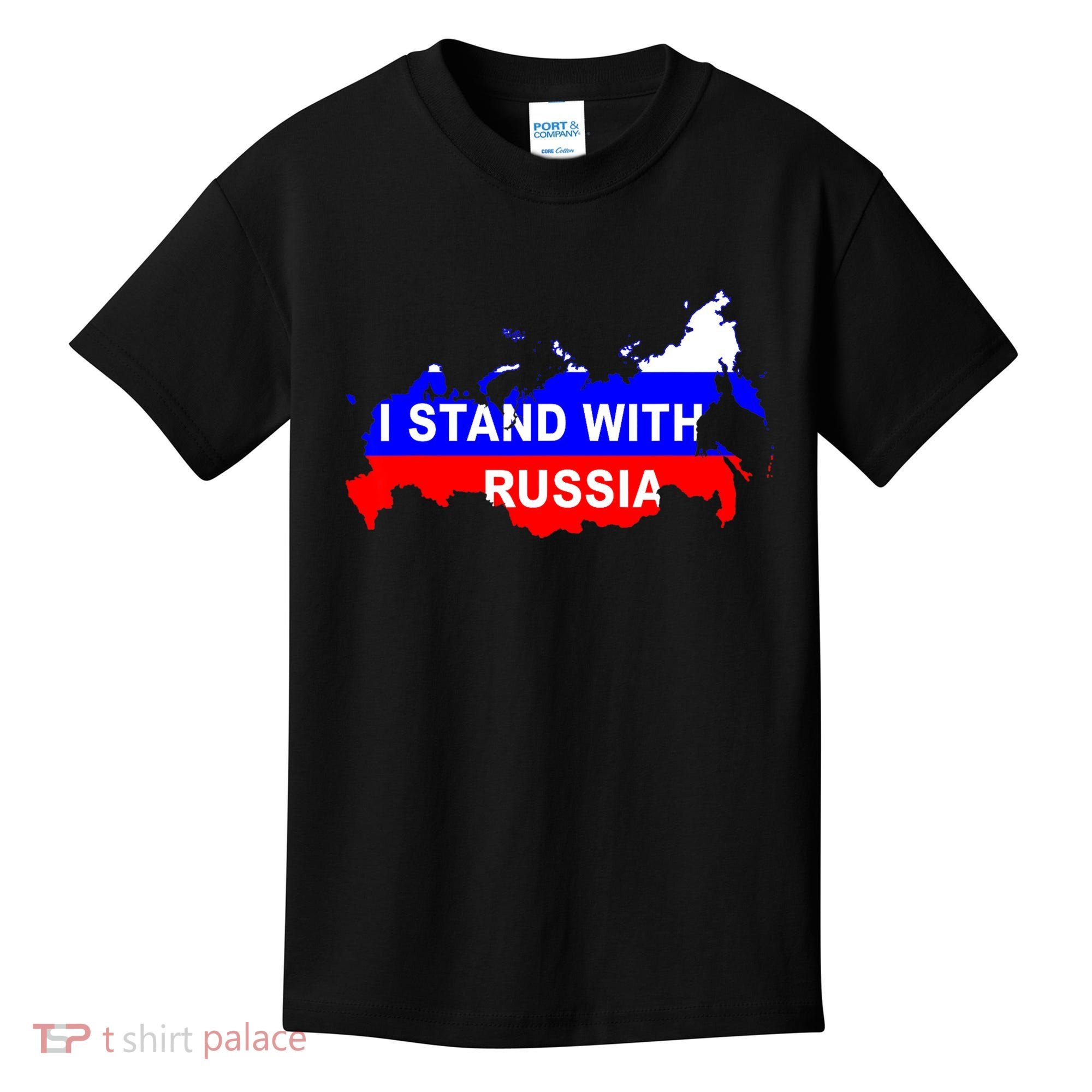 I Stand With Russia Support Russia Russian Flag Kids T-Shirt