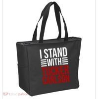 I Stand With Tucker Carlson Political Tote Bag thumb 2