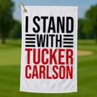 I Stand With Tucker Carlson Political Golf Towel thumb 1