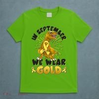 In September We Wear Gold Trex Dinosaur Childhood Cancer Awareness T-Shirt thumb 5