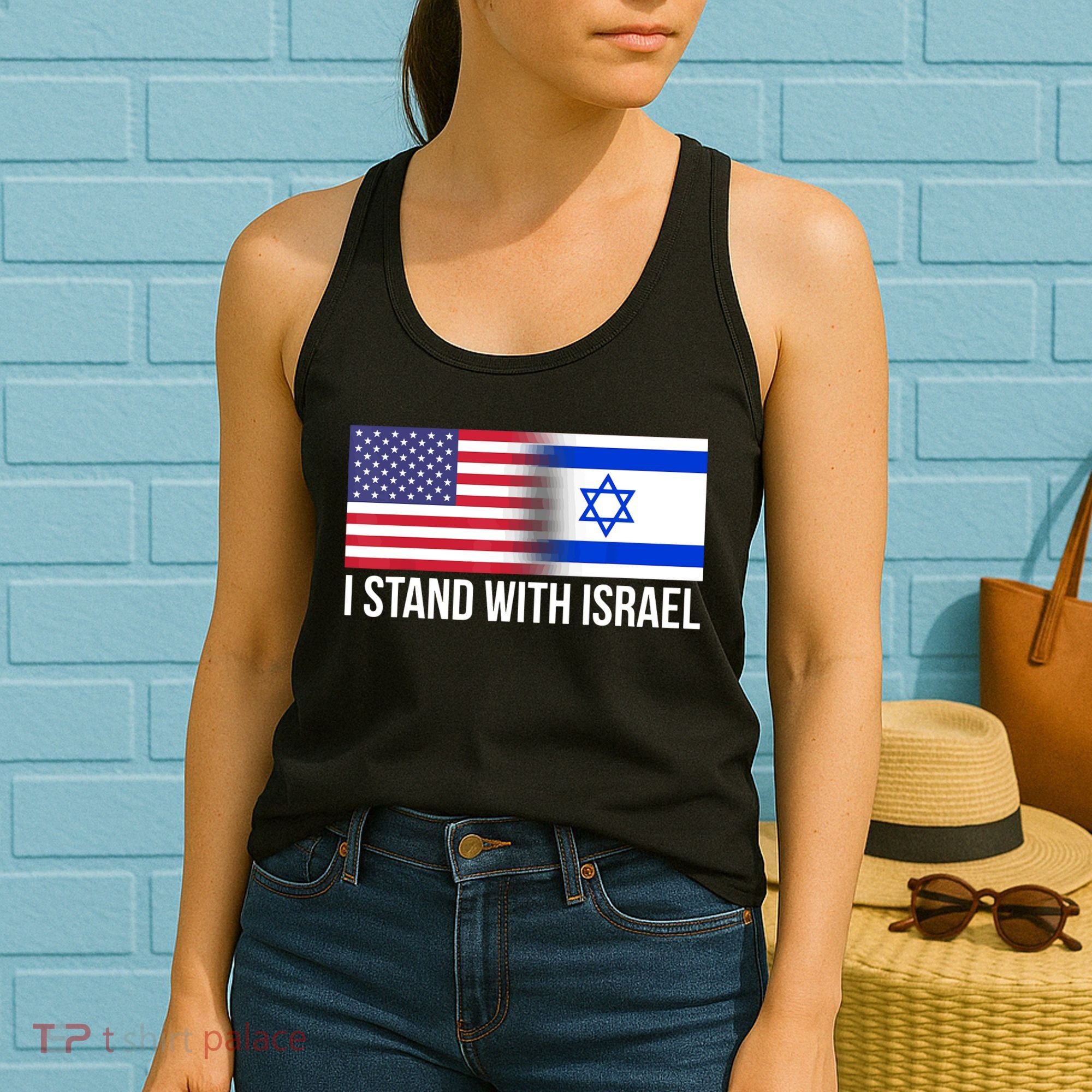 I Stand With Israel Usa Israeli Flag Jewish Women's Tank Top