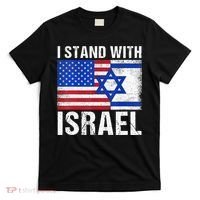 I Stand With Israel Patriotic T shirt USA and Israel Flag T-Shirt thumb 0