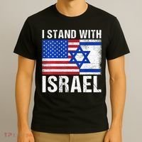 I Stand With Israel Patriotic T shirt USA and Israel Flag T-Shirt thumb 3
