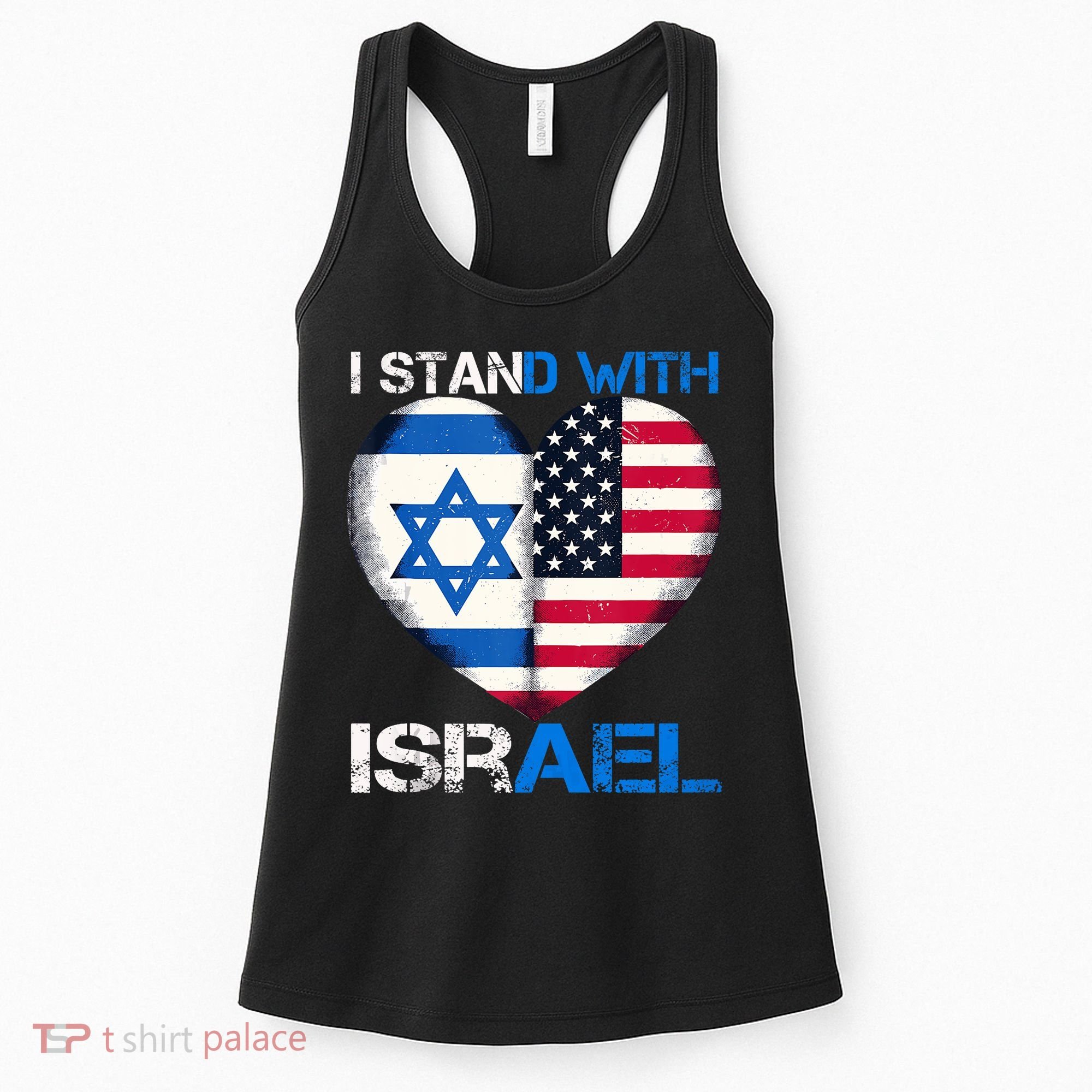 I Stand With Israel Us Support Love Israeli Brotherhood Flag Heart Women's Tank Top