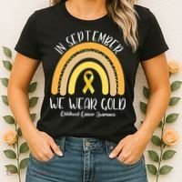 In September We Wear Gold Childhood Cancer Awareness Women's T-Shirt thumb 2