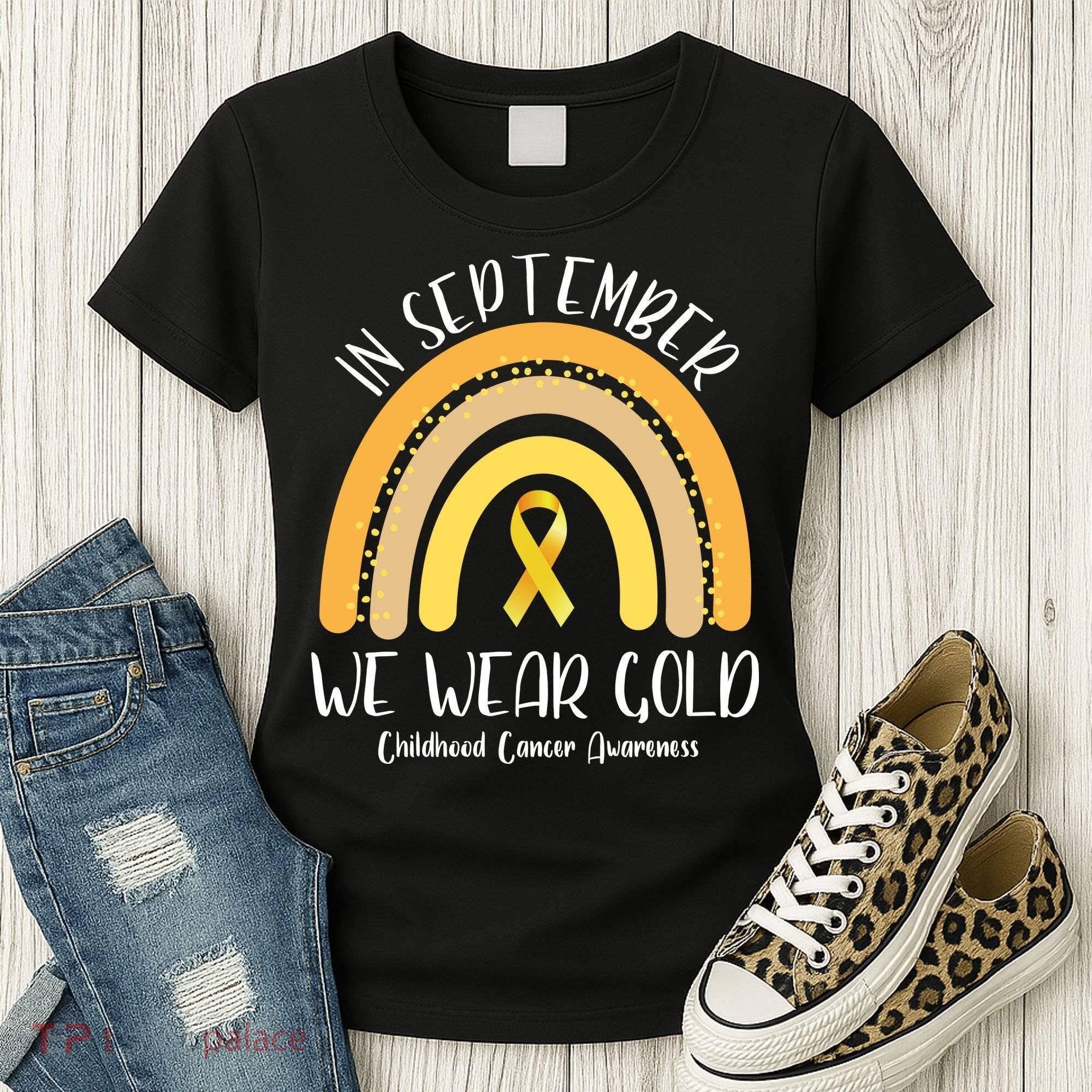 In September We Wear Gold Childhood Cancer Awareness Women's T-Shirt