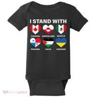 I Stand With Canada Greenland Mexico Panama Gaza Ukraine Baby Bodysuit thumb 0