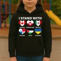 I Stand With Canada Greenland Mexico Panama Gaza Ukraine Kids Hoodie thumb 3