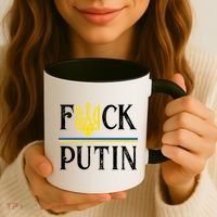 I Stand With Ukraine Flag Logo Trident Funny Anti Putin Coffee Mug thumb 3