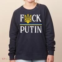 I Stand With Ukraine Flag Logo Trident Funny Anti Putin Women's Sweatshirt thumb 0