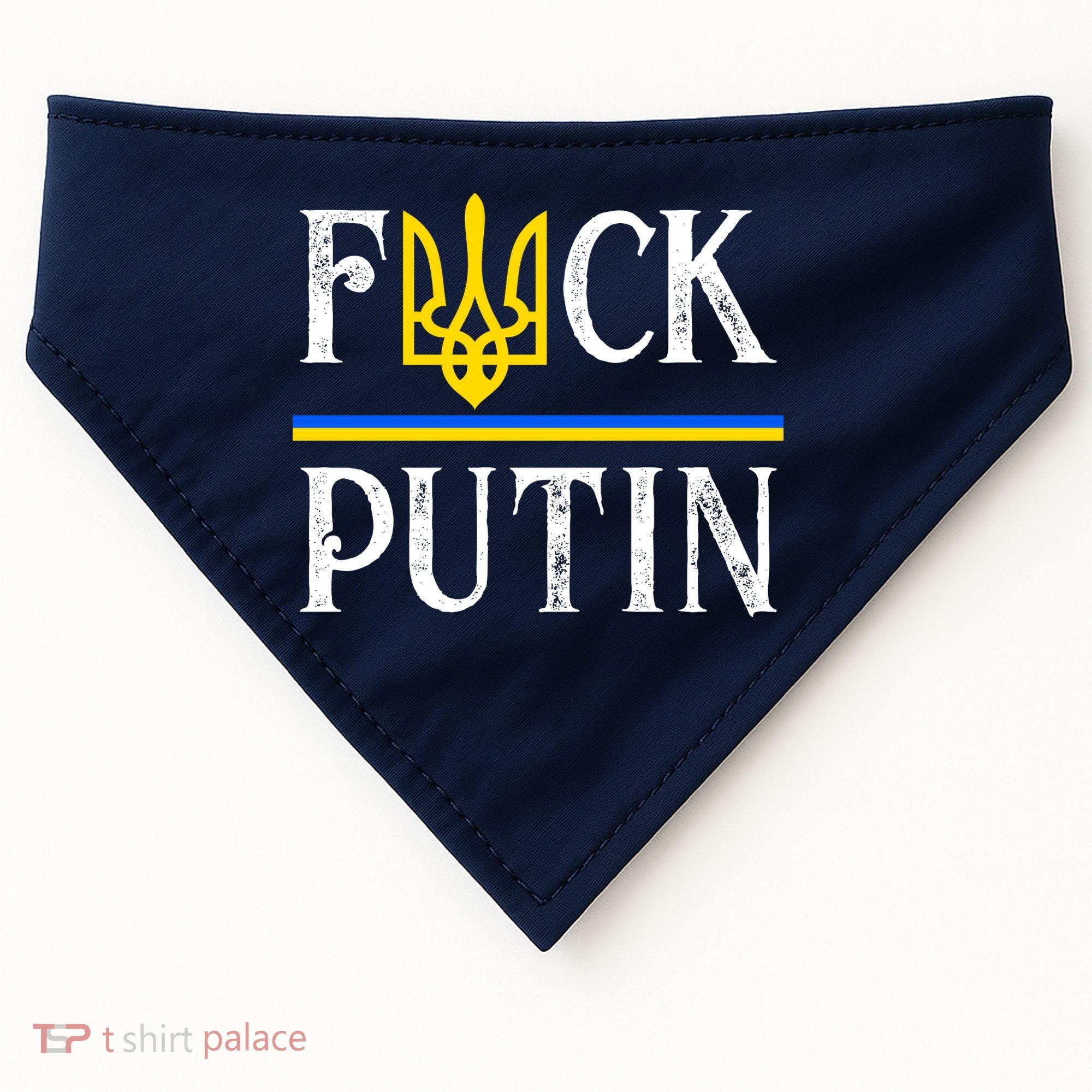 I Stand With Ukraine Flag Logo Trident Funny Anti Putin USA-Made Doggie Bandana