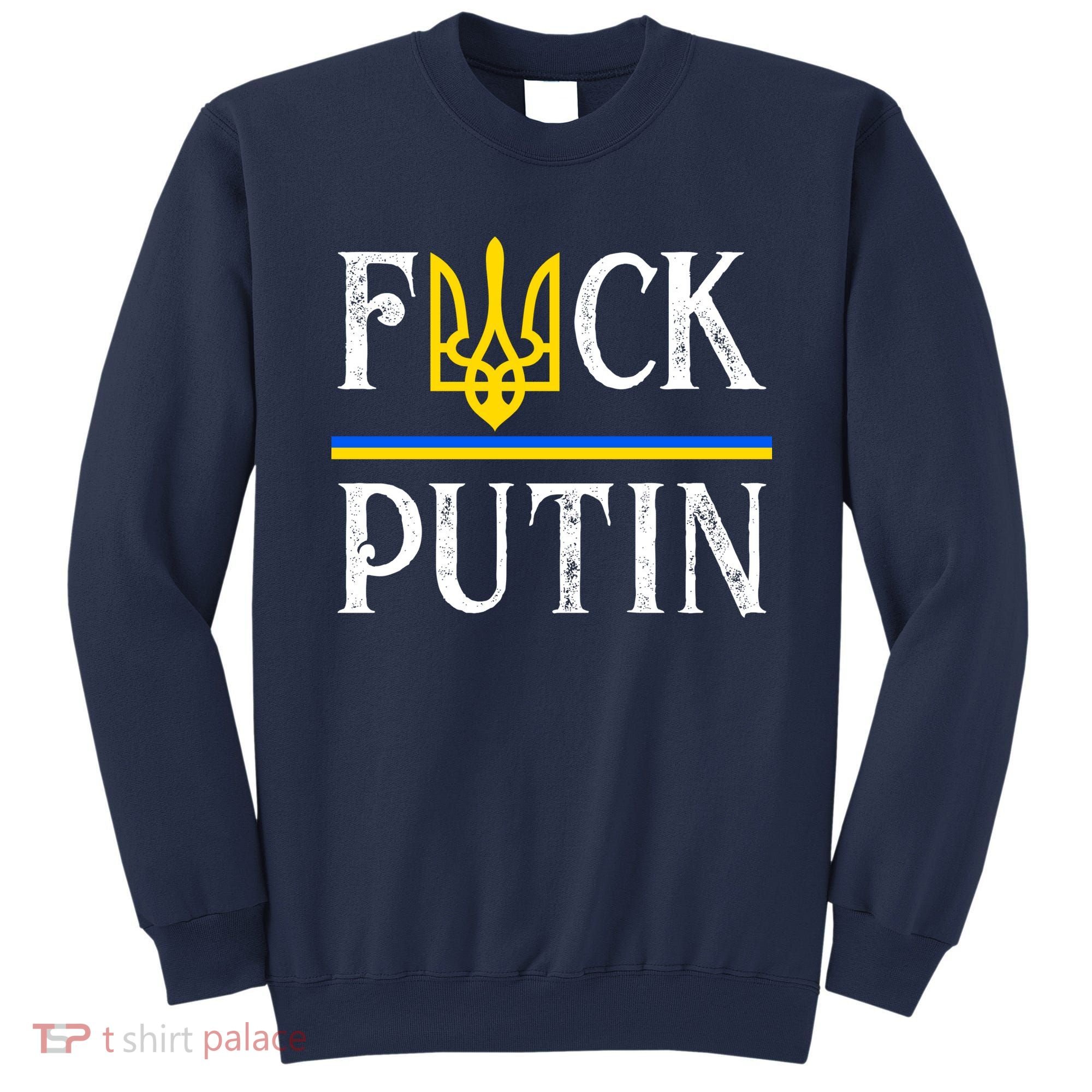 I Stand With Ukraine Flag Logo Trident Funny Anti Putin Sweatshirt