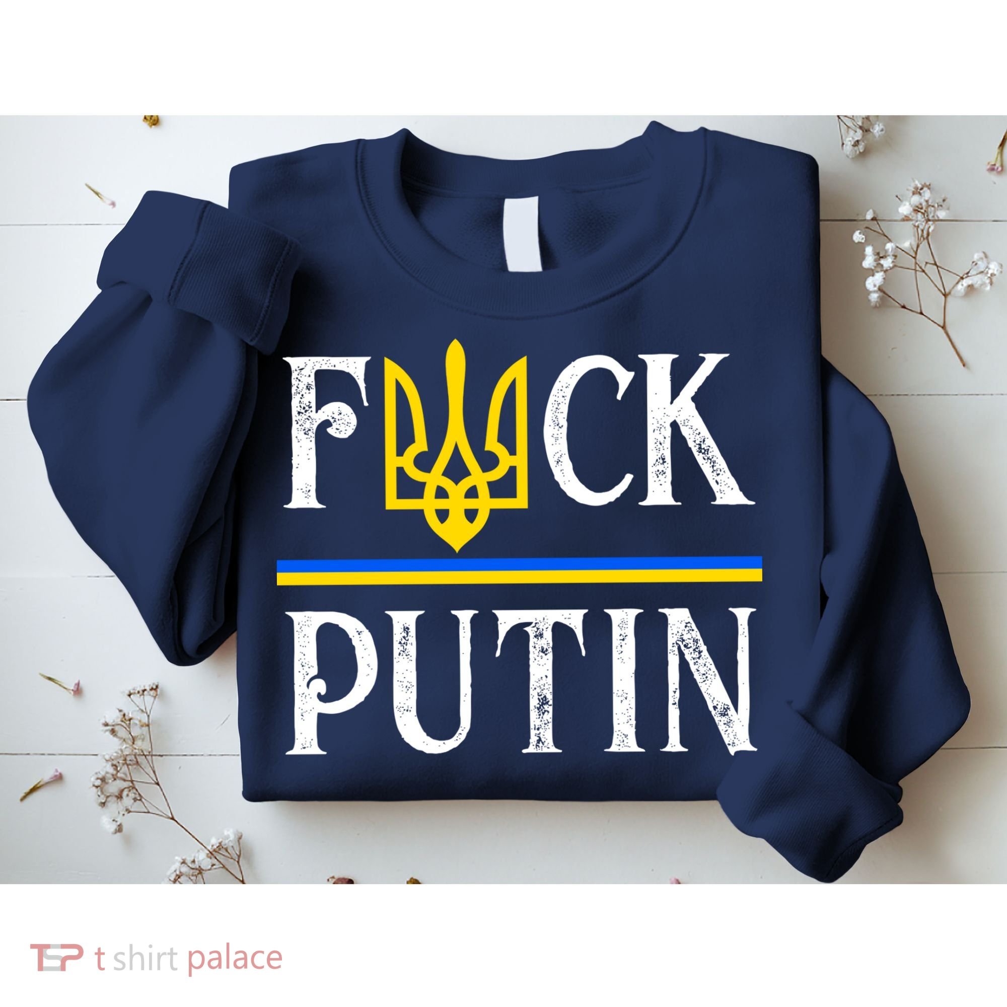 I Stand With Ukraine Flag Logo Trident Funny Anti Putin Sweatshirt