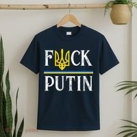 I Stand With Ukraine Flag Logo Trident Funny Anti Putin T-Shirt thumb 2