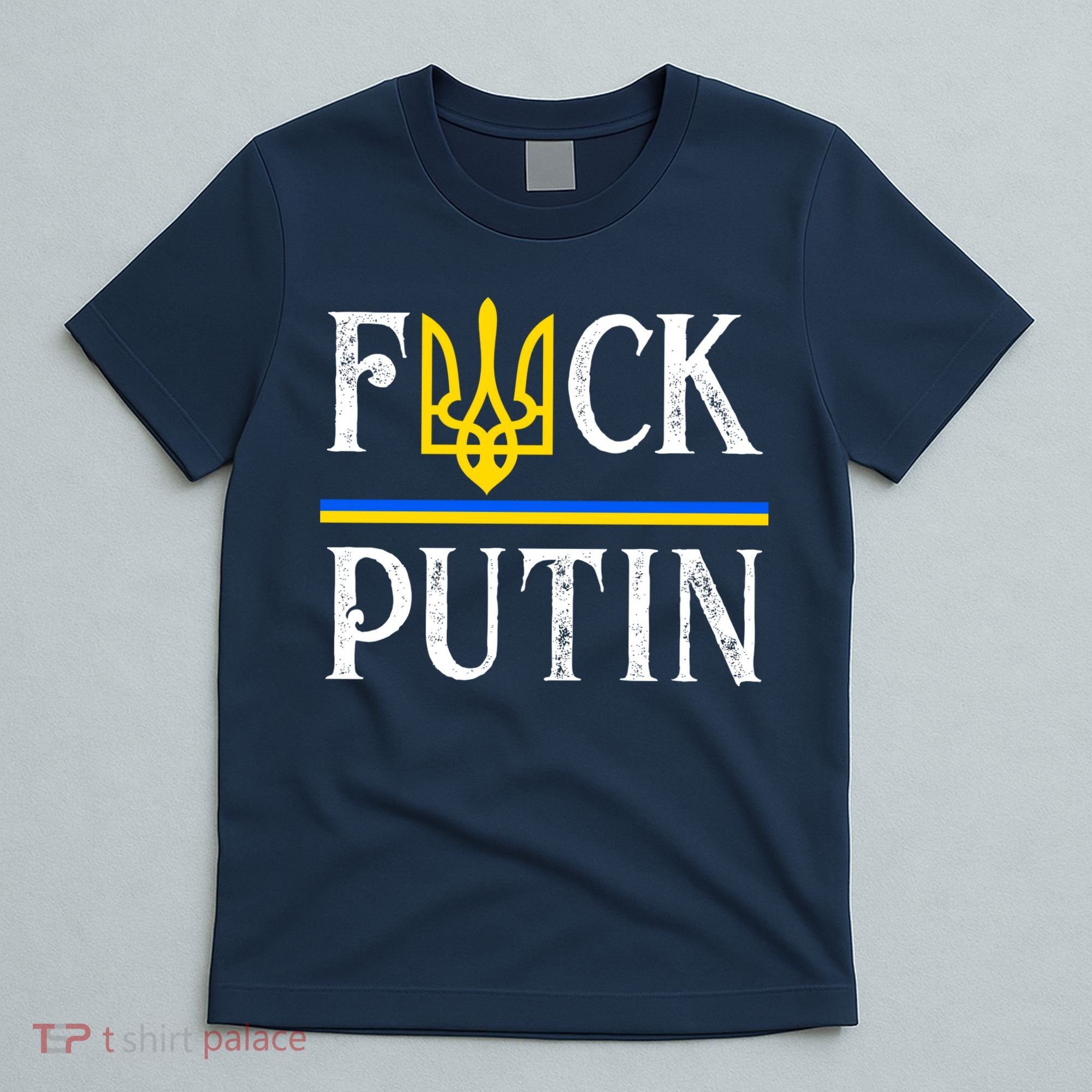 I Stand With Ukraine Flag Logo Trident Funny Anti Putin T-Shirt