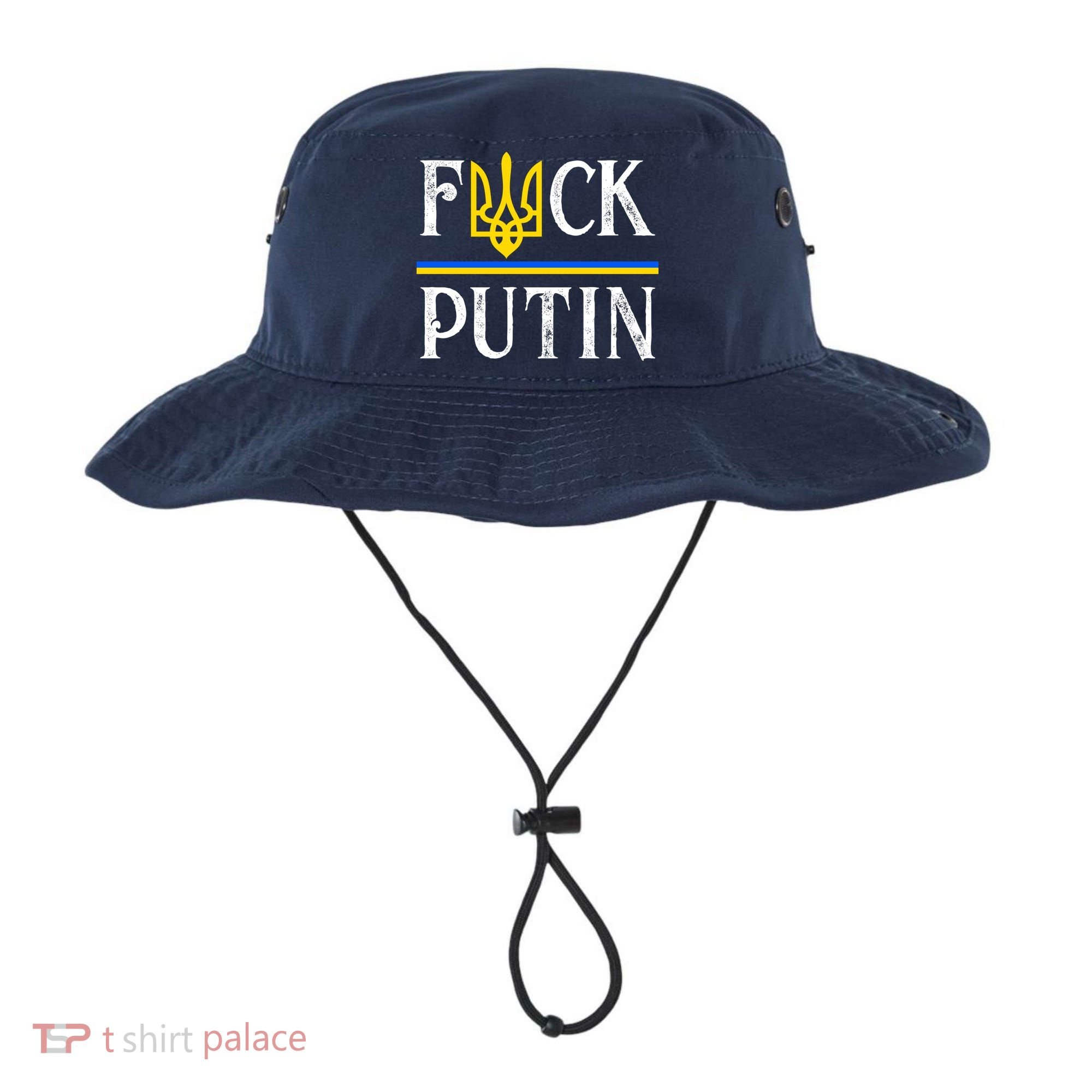 I Stand With Ukraine Flag Logo Trident Funny Anti Putin Bucket Hat