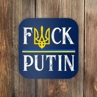 I Stand With Ukraine Flag Logo Trident Funny Anti Putin Coaster thumb 0