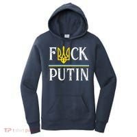 I Stand With Ukraine Flag Logo Trident Funny Anti Putin Women's Hoodie thumb 0