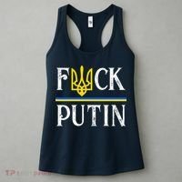 I Stand With Ukraine Flag Logo Trident Funny Anti Putin Women's Tank Top thumb 3