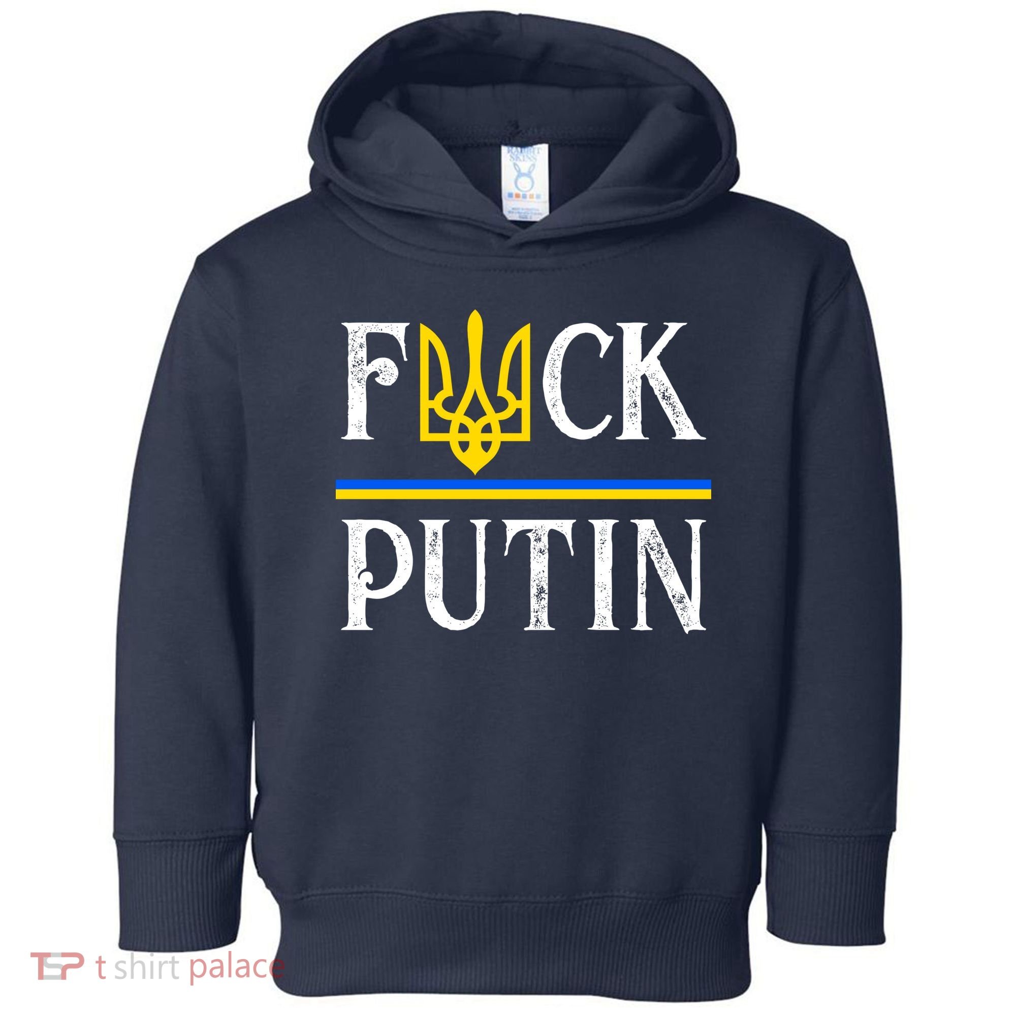 I Stand With Ukraine Flag Logo Trident Funny Anti Putin Toddler Hoodie