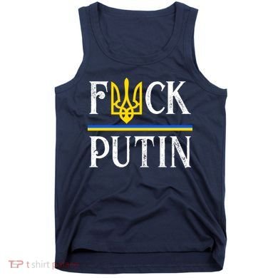 I Stand With Ukraine Flag Logo Trident Funny Anti Putin Tank Top