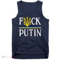 I Stand With Ukraine Flag Logo Trident Funny Anti Putin Tank Top thumb 0