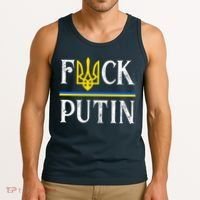 I Stand With Ukraine Flag Logo Trident Funny Anti Putin Tank Top thumb 3