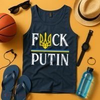 I Stand With Ukraine Flag Logo Trident Funny Anti Putin Tank Top thumb 4